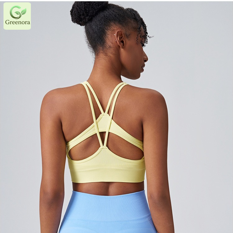 Seamless Ribbed Workout Tank Top - Greenora Seamless Ribbed Sports Bra untuk