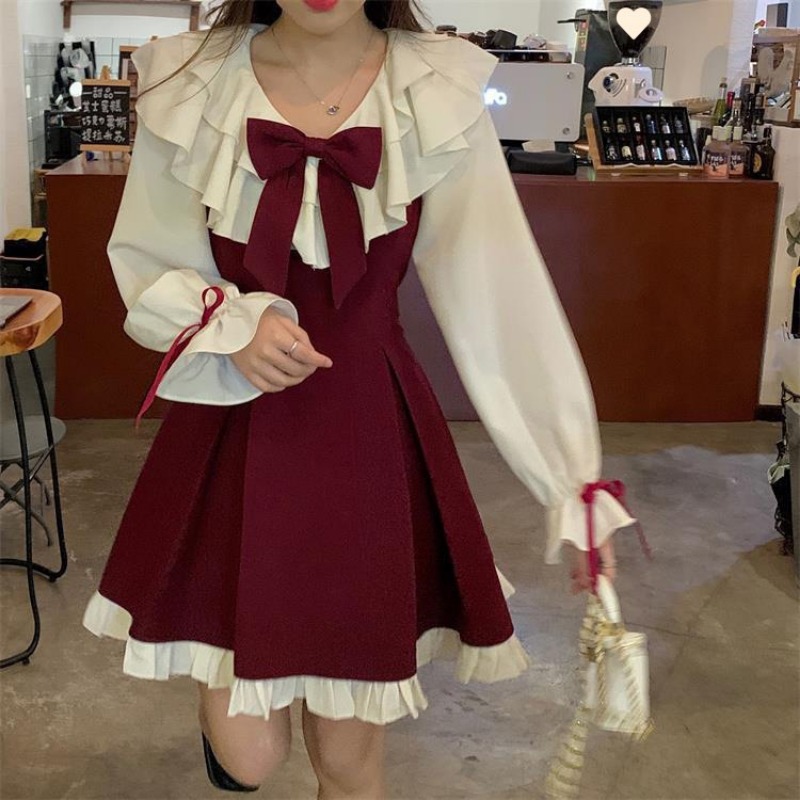 Korean Style A Line Shirt Dress - Set Dress Korea Baru 2025, Manis