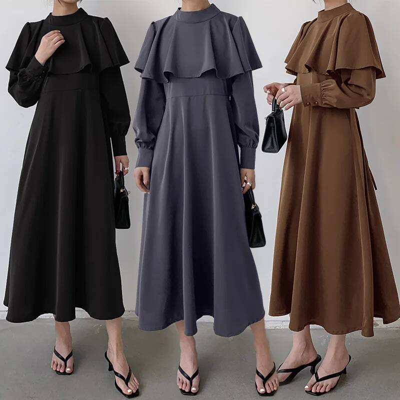 Gaun Panjang Wanita Gaya Korea - Korean Style A Line Shirt Dress ulasan dan harga