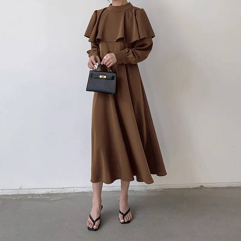 Gaun Panjang Wanita Gaya Korea - Korean Style A Line Shirt Dress ulasan dan harga