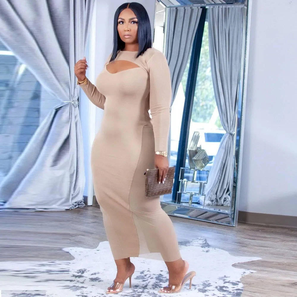 Gaun Bodycon Lengan Panjang Se - Sexy Mesh Sheer Bodycon Dress ulasan dan harga