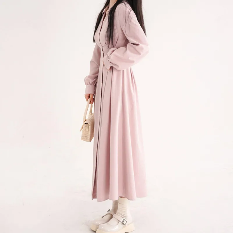 Gaun Wanita Model Korea dengan - Korean Style A Line Shirt Dress ulasan dan harga