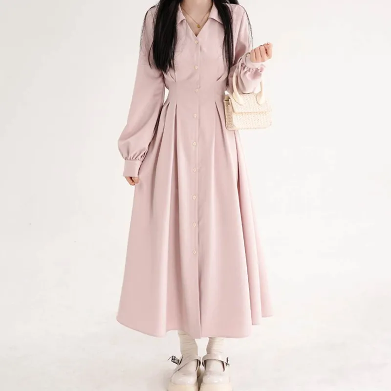 Gaun Wanita Model Korea dengan - Korean Style A Line Shirt Dress ulasan dan harga