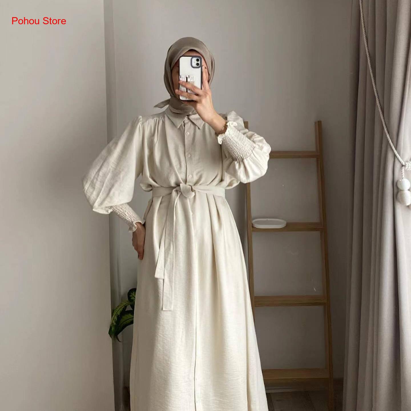 Gaun Kemeja Gaya Korea Wanita, - Korean Style A Line Shirt Dress ulasan dan harga