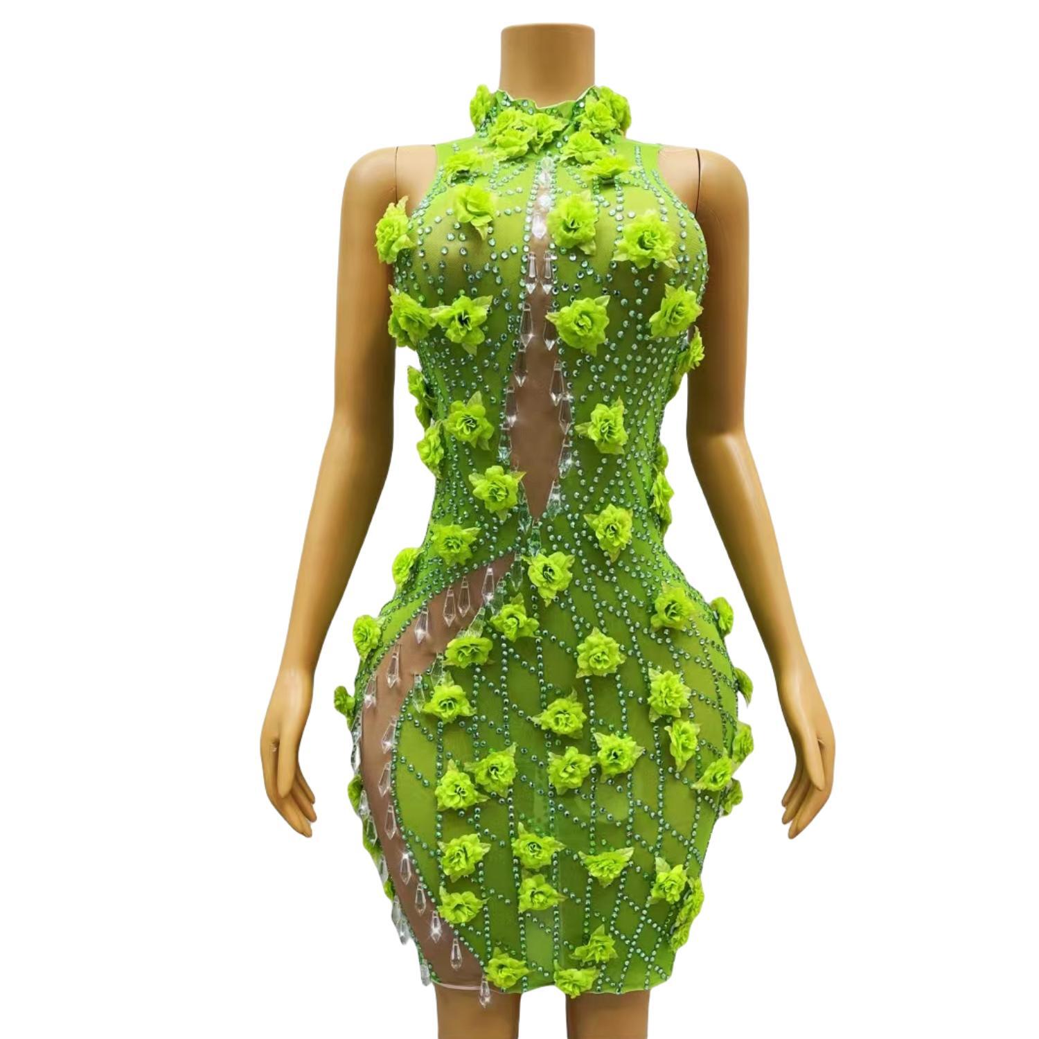 Gaun Mini Bodycon Hijau Berlia - Sparkly Rhinestone Club Party Dress ulasan dan harga