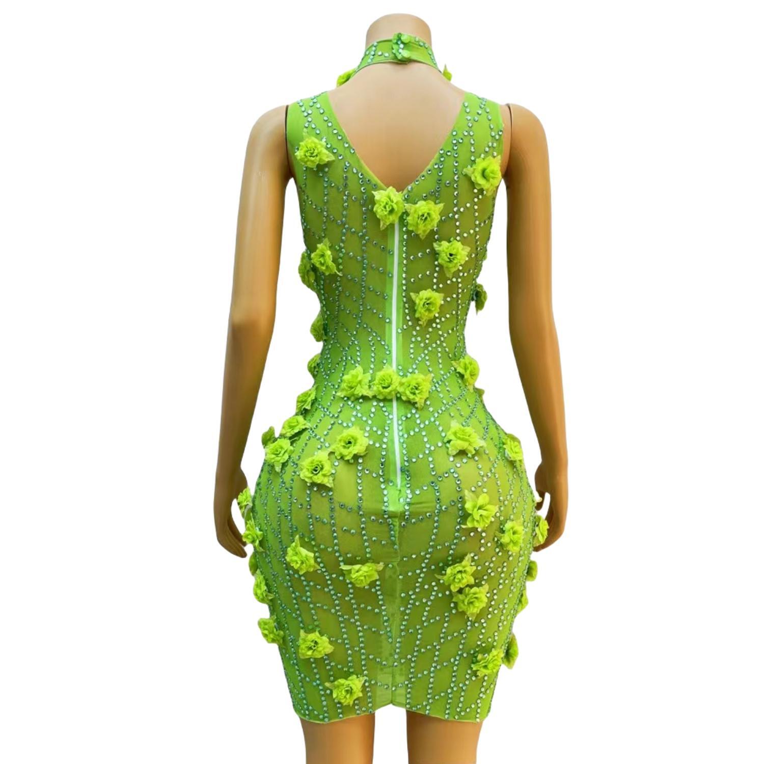 Gaun Mini Bodycon Hijau Berlia - Sparkly Rhinestone Club Party Dress ulasan dan harga