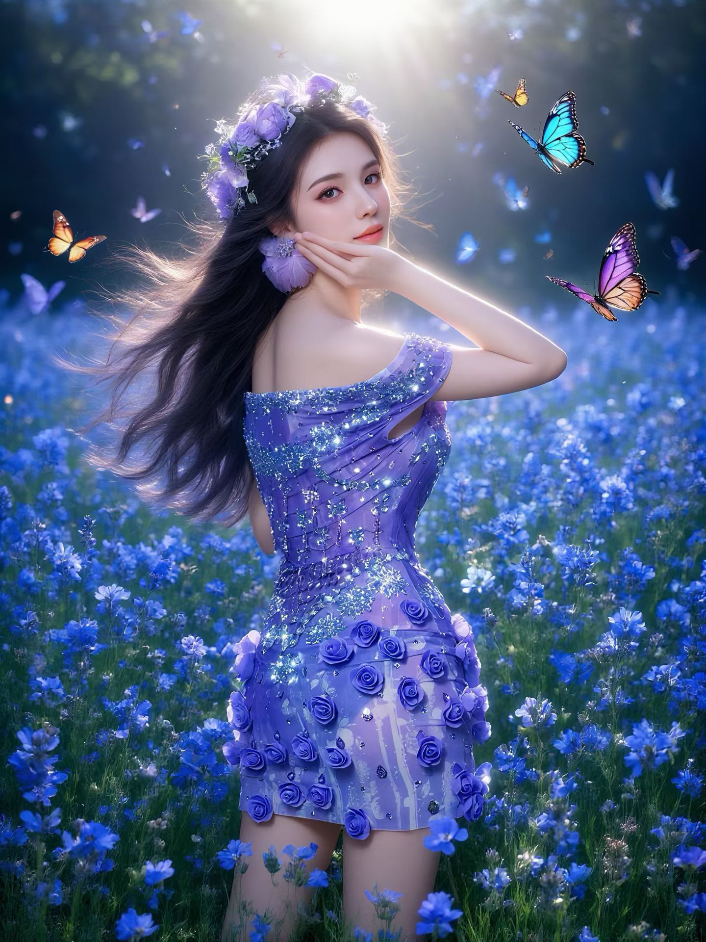 Gaun Mini Off Shoulder 3D Mawa - Sparkly Rhinestone Club Party Dress ulasan dan harga